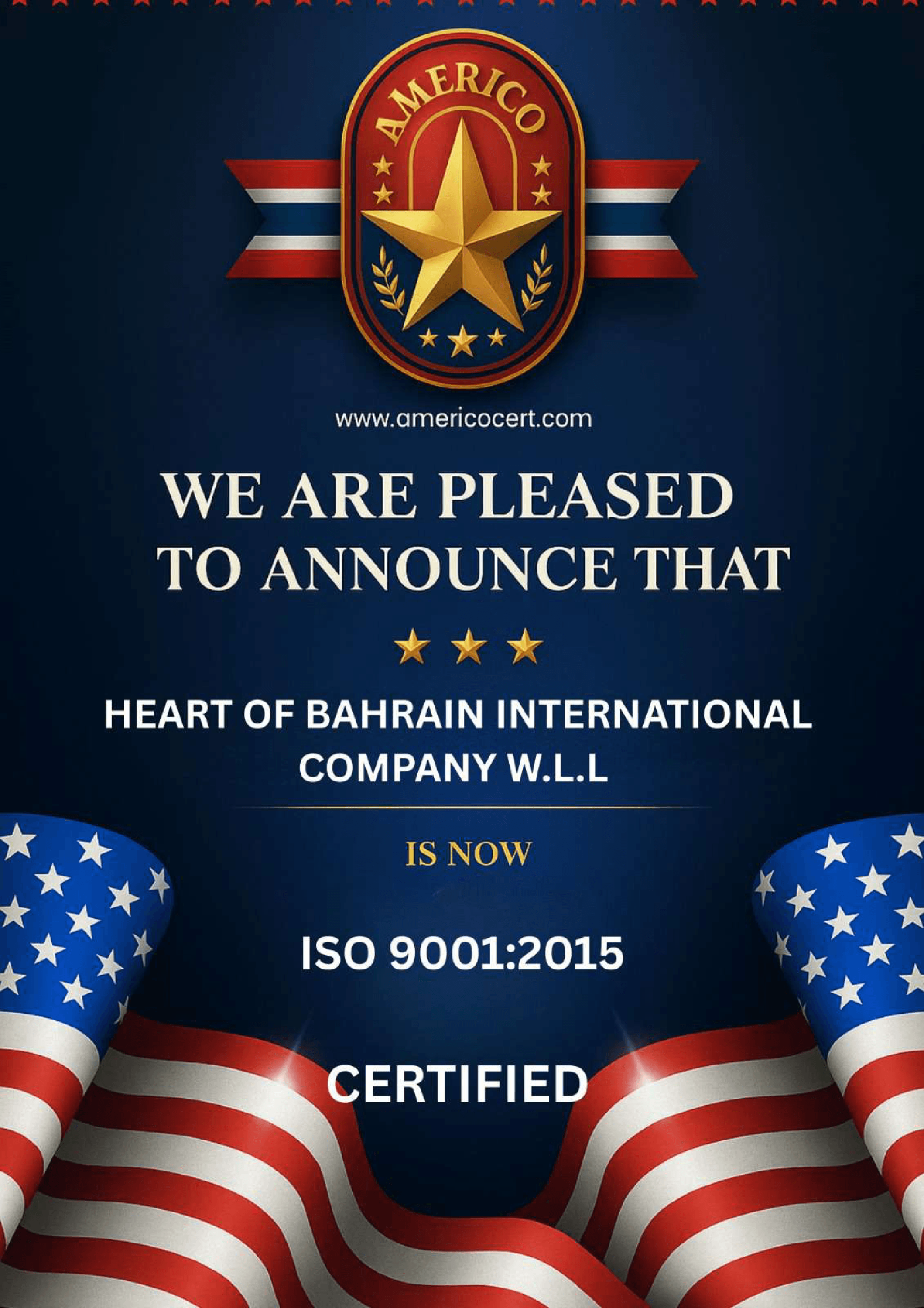 ISO 9001:2015 - Certification Announcement
